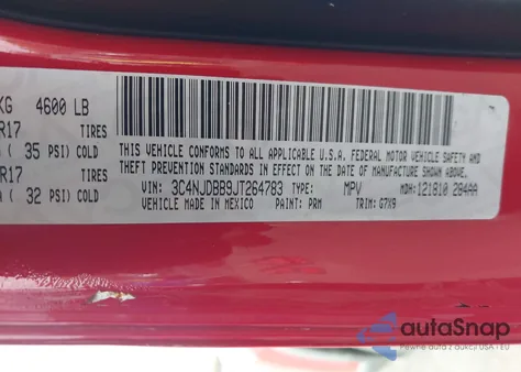 2018 Jeep Compass Latitude 4X4 from USA, damaged, VIN 3C4NJDBB9JT264783